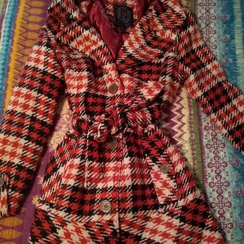 Checker print coat